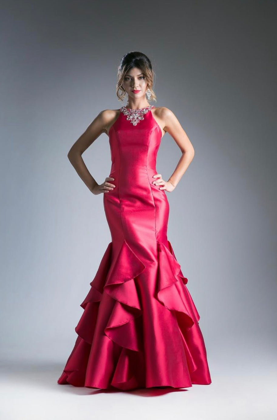 Fuchsia mikado mermaid gown