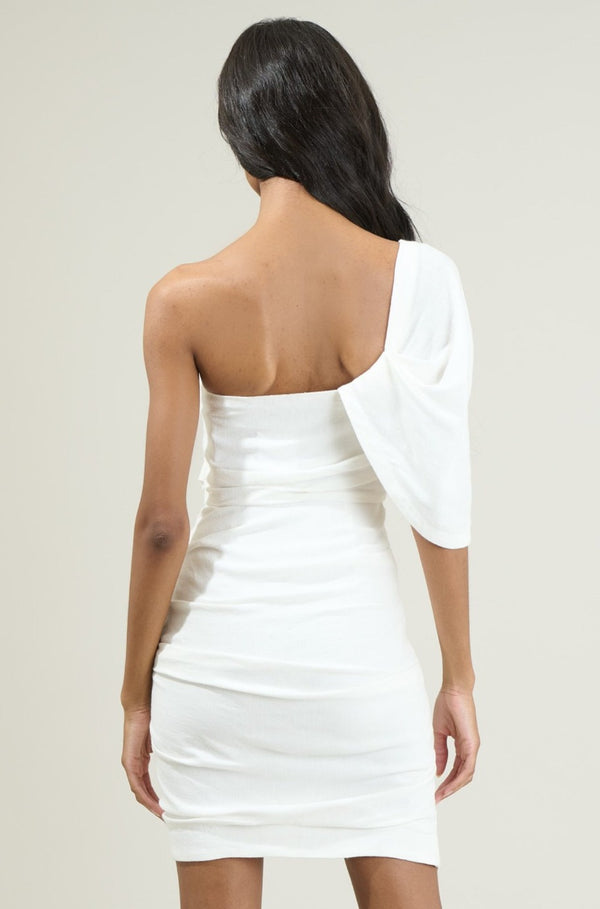 Amina White Pleated Dress