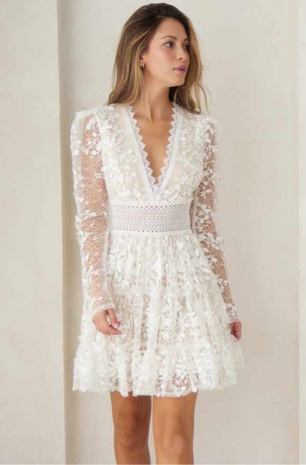 White lace dress, bridal dress, white mini dress, white cocktail dress