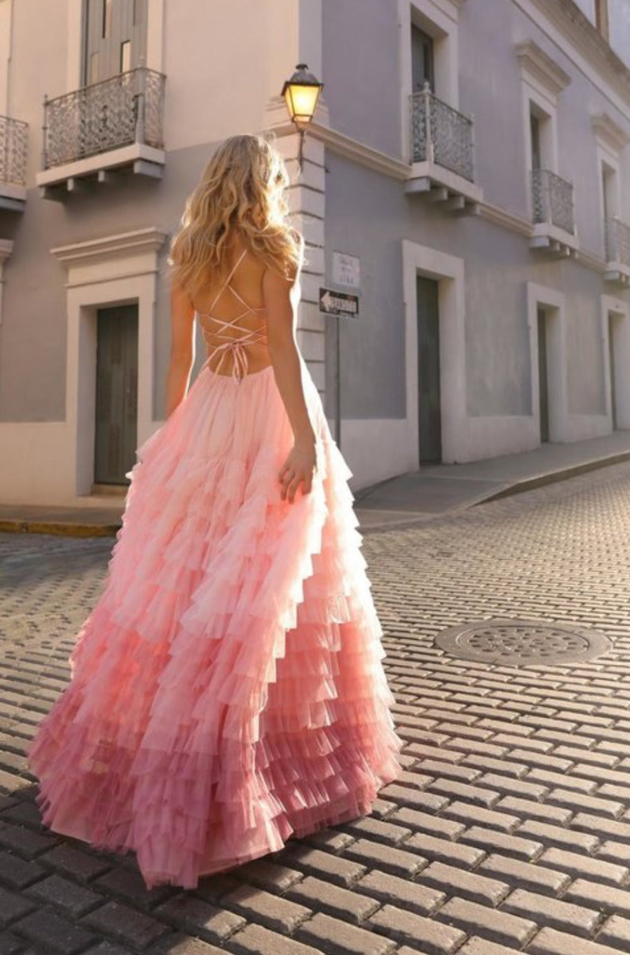 Blush ombre gown, alternate view