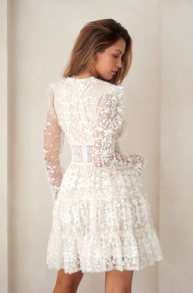 Renzo White Lace Dress - SAM D'MONES White / Small / 100% Polyester Renzo White Lace Dress - SAM D'MONES White / Small / 100% Polyester