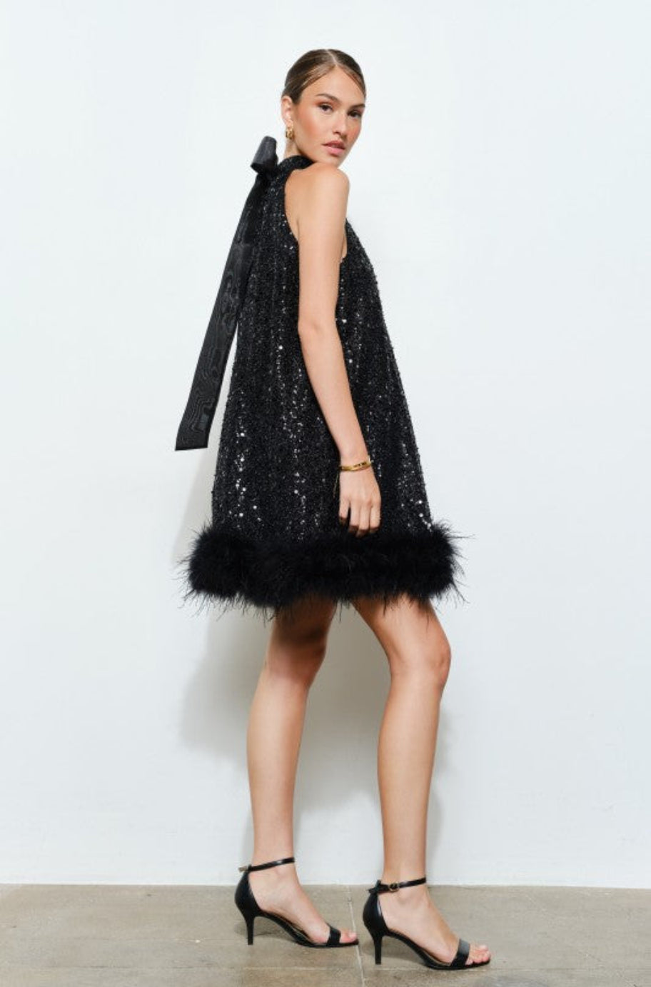 Midnight Glimmer sequin mini dress, back view