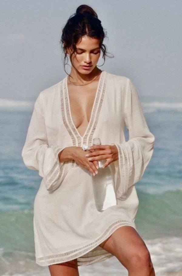 beach cover up, resort wear, beach cover up dress, cream cover up dress