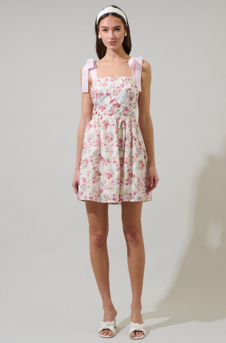 Nelly pink mini dress, full length view