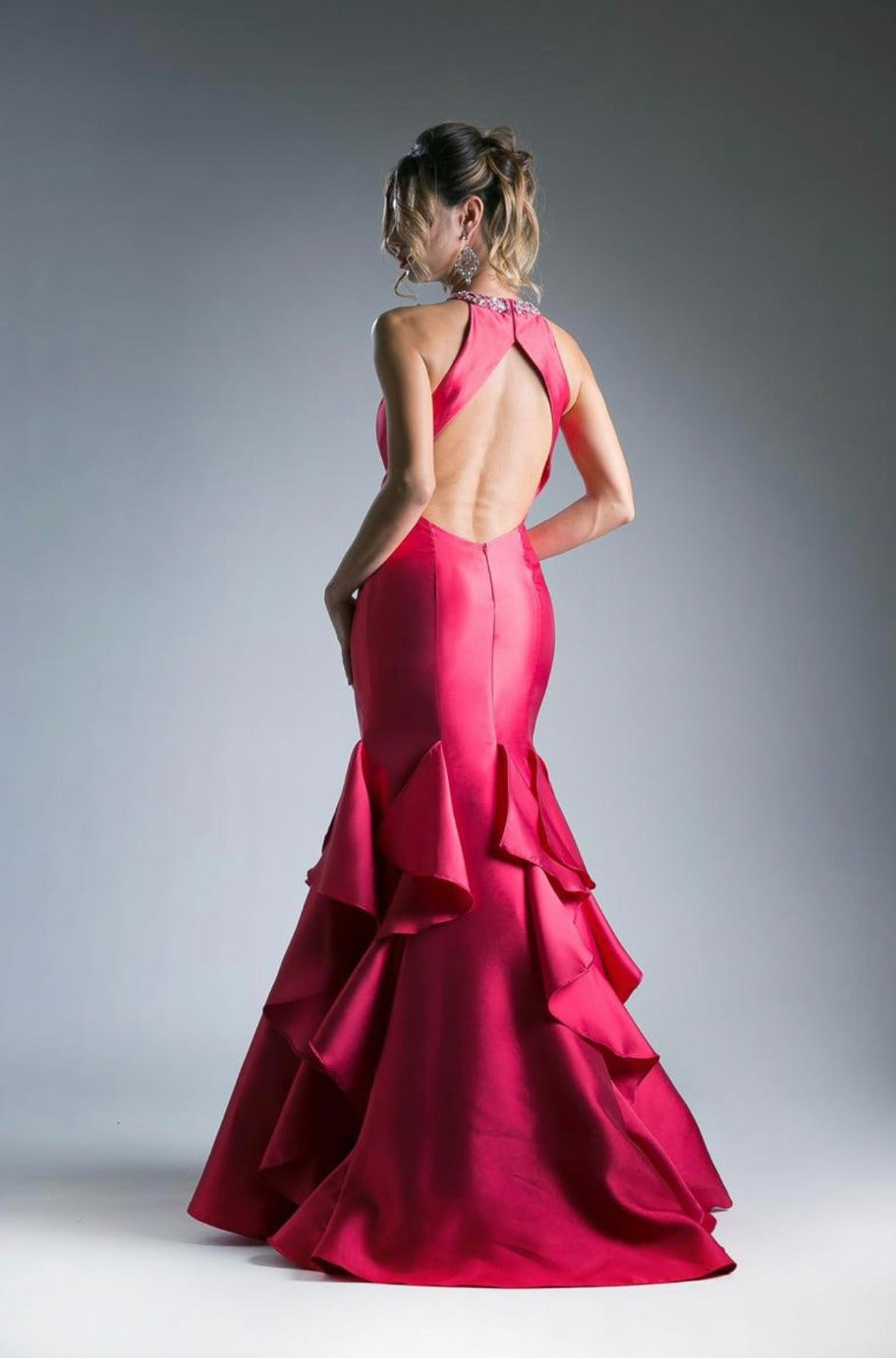 Fuchsia mermaid gown, alternate view