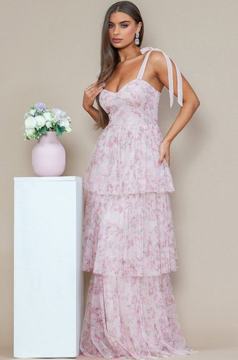 Blush Floral Layered Dress