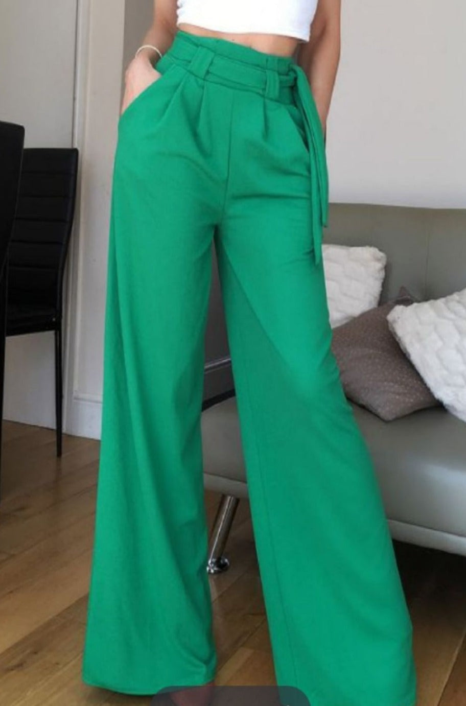 Black wide-leg trousers