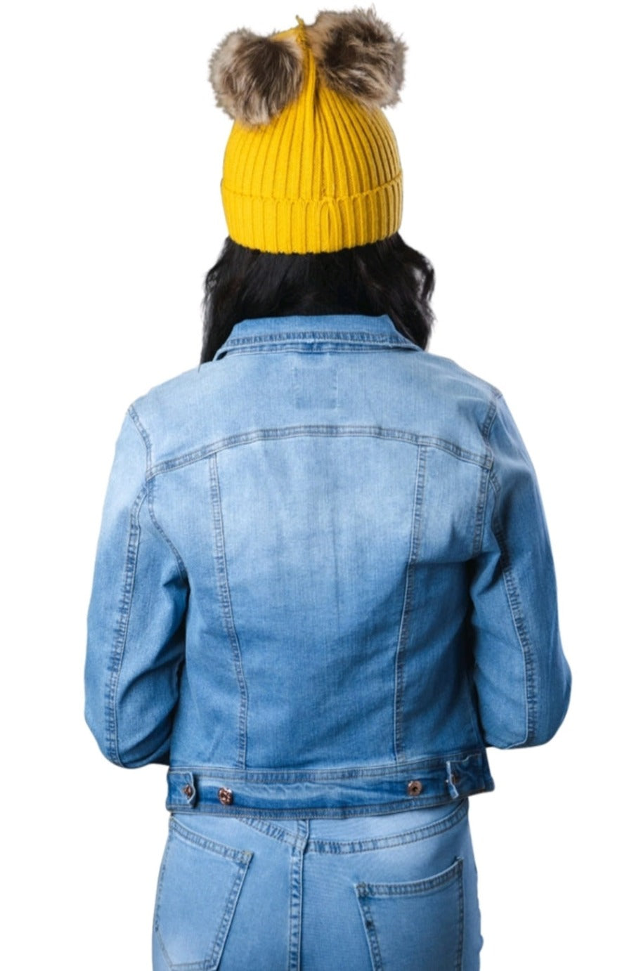 Light blue denim jacket, back view