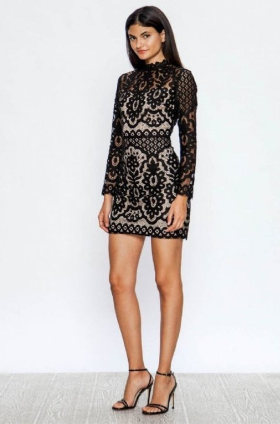 Black lace dress, detail view