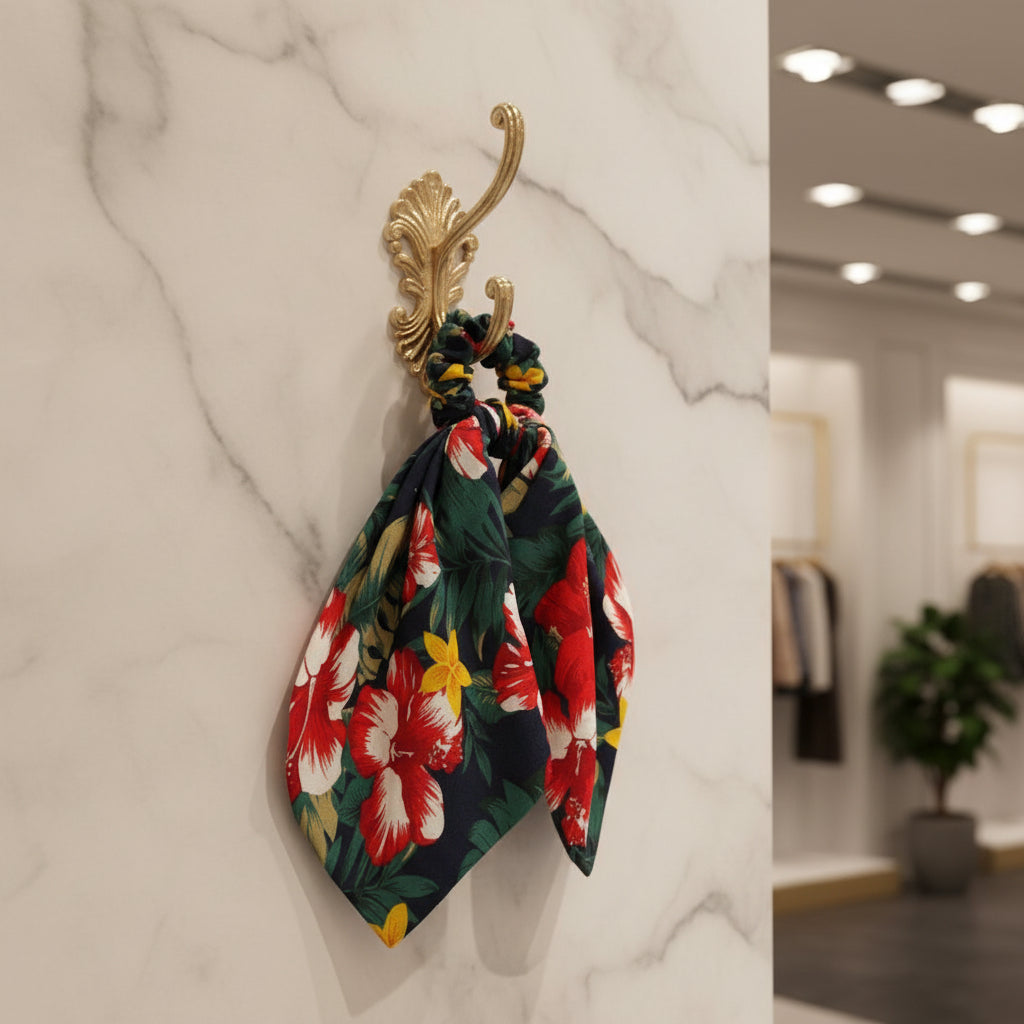Multi-colour floral scrunchie scarf
