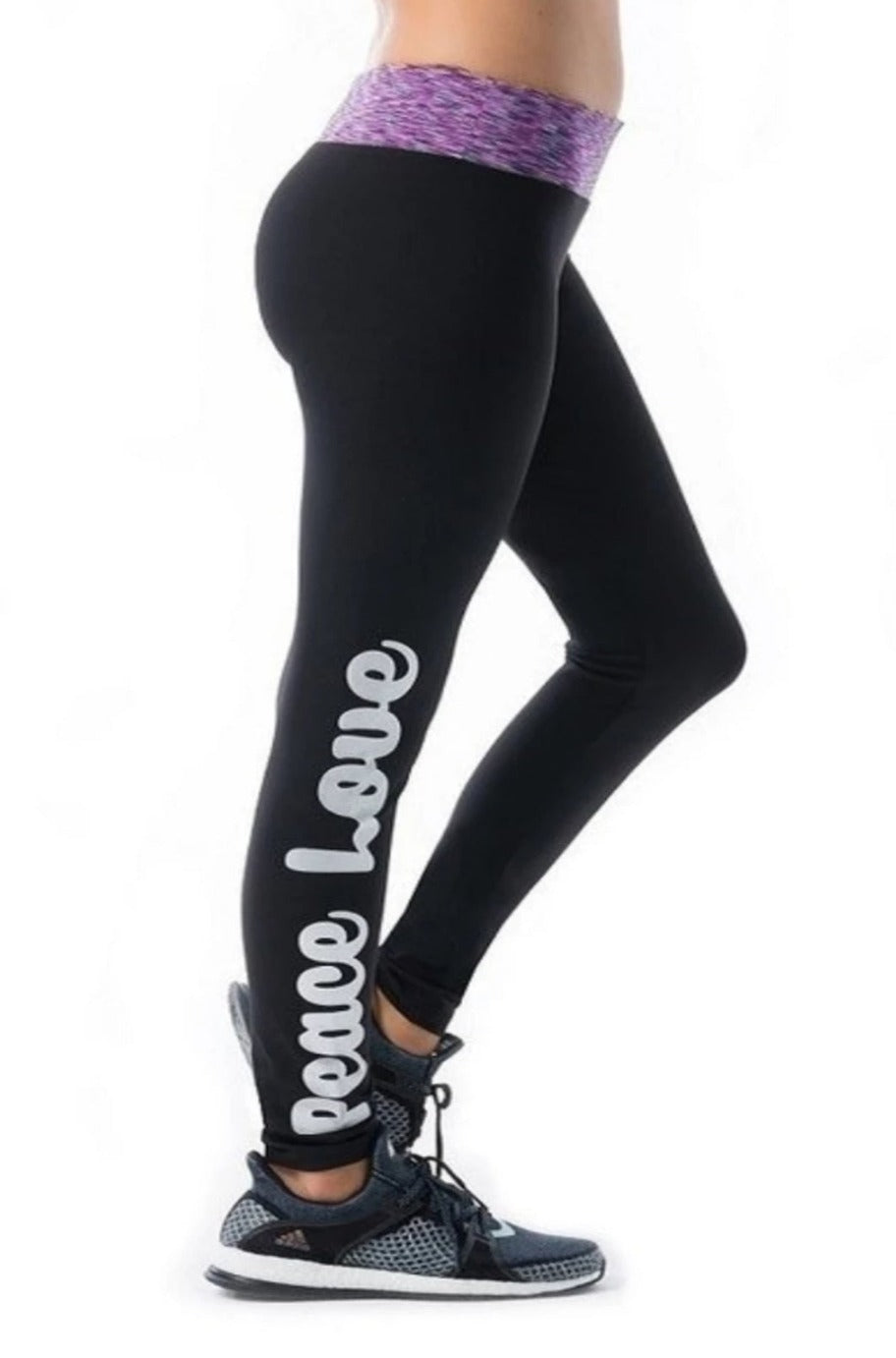 Black and purple athletic leggings