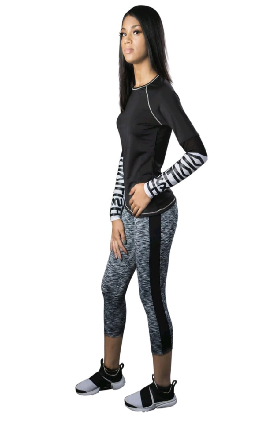 Black mid-calf athletic leggings