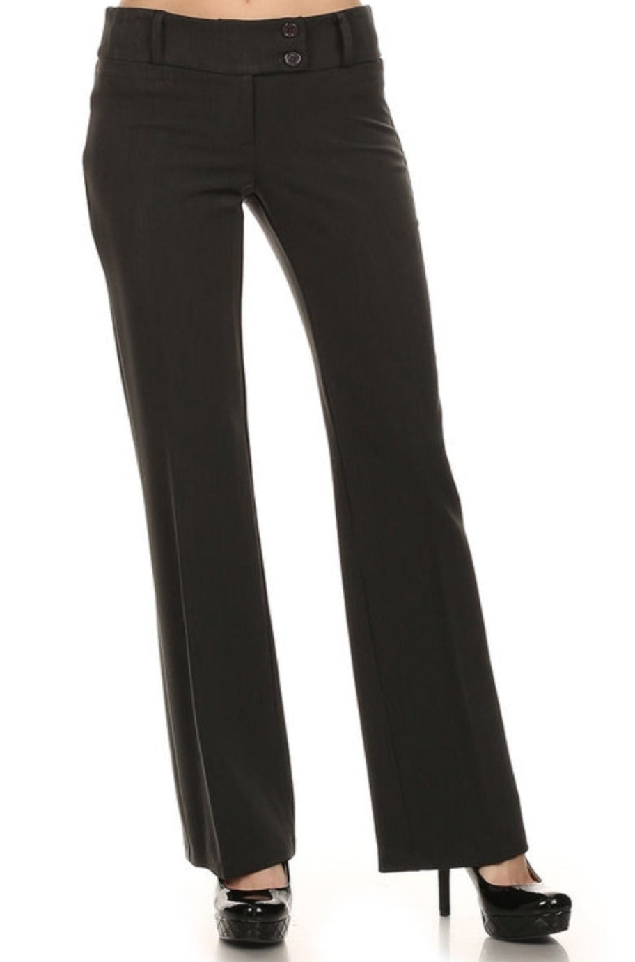 Dark brown mid-rise bootcut trousers