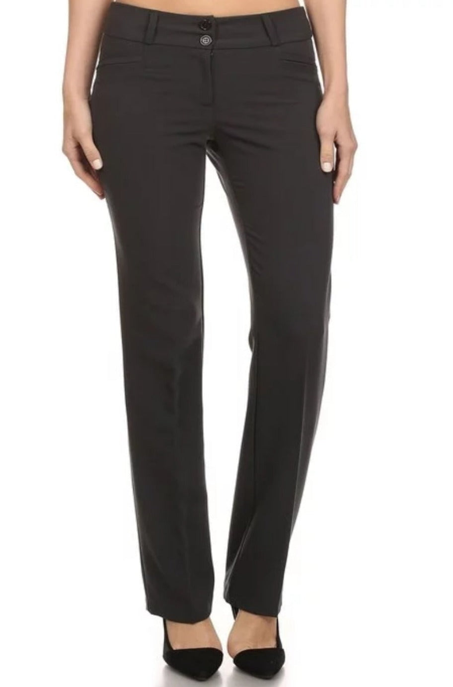 Dark grey relaxed straight leg trousers