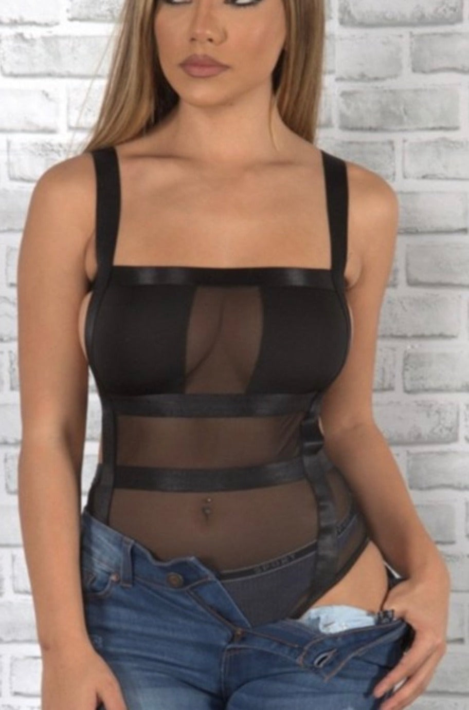 Black long-sleeve bodysuit
