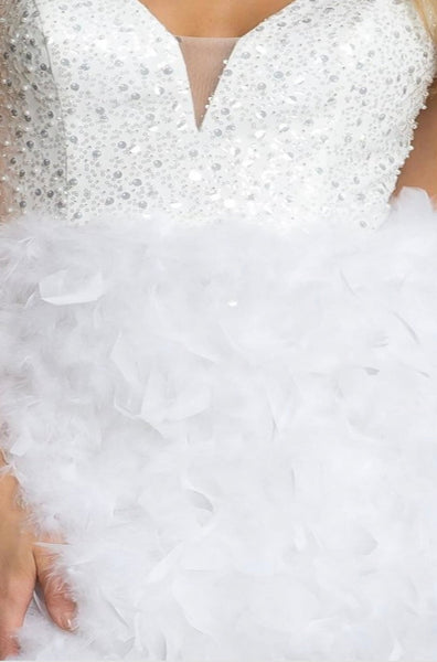 Victoria Sequin Feather Corset Cocktail Dress - SAM D'MONES Victoria Sequin Feather Corset Cocktail Dress - SAM D'MONES