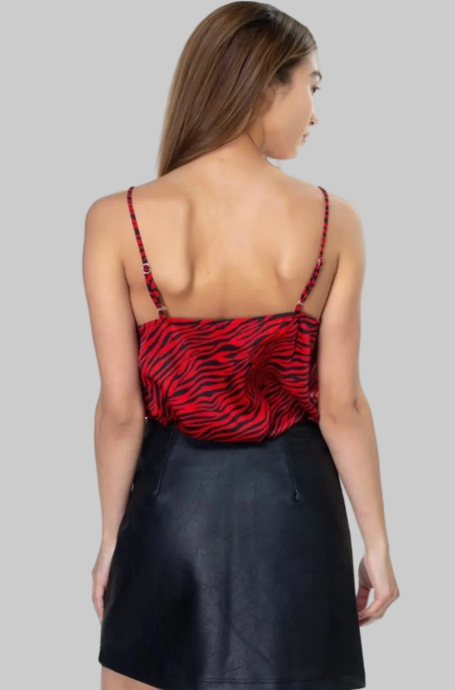 Animal print V-neck top, detail view