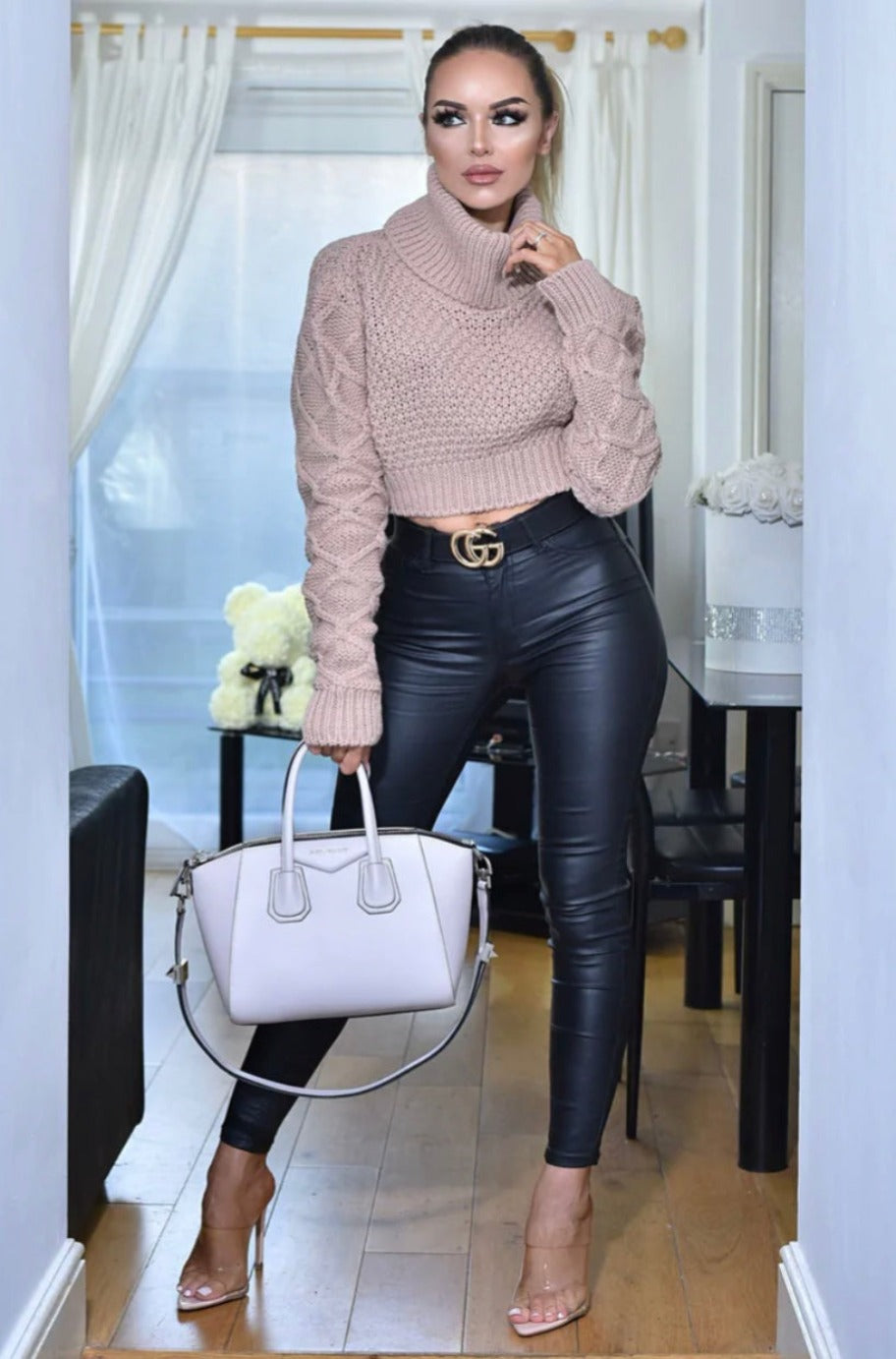 Mauve cropped sweater, alternate view