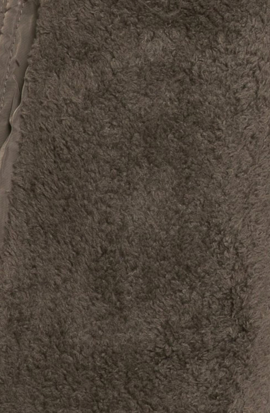 Black puffer coat, detail view