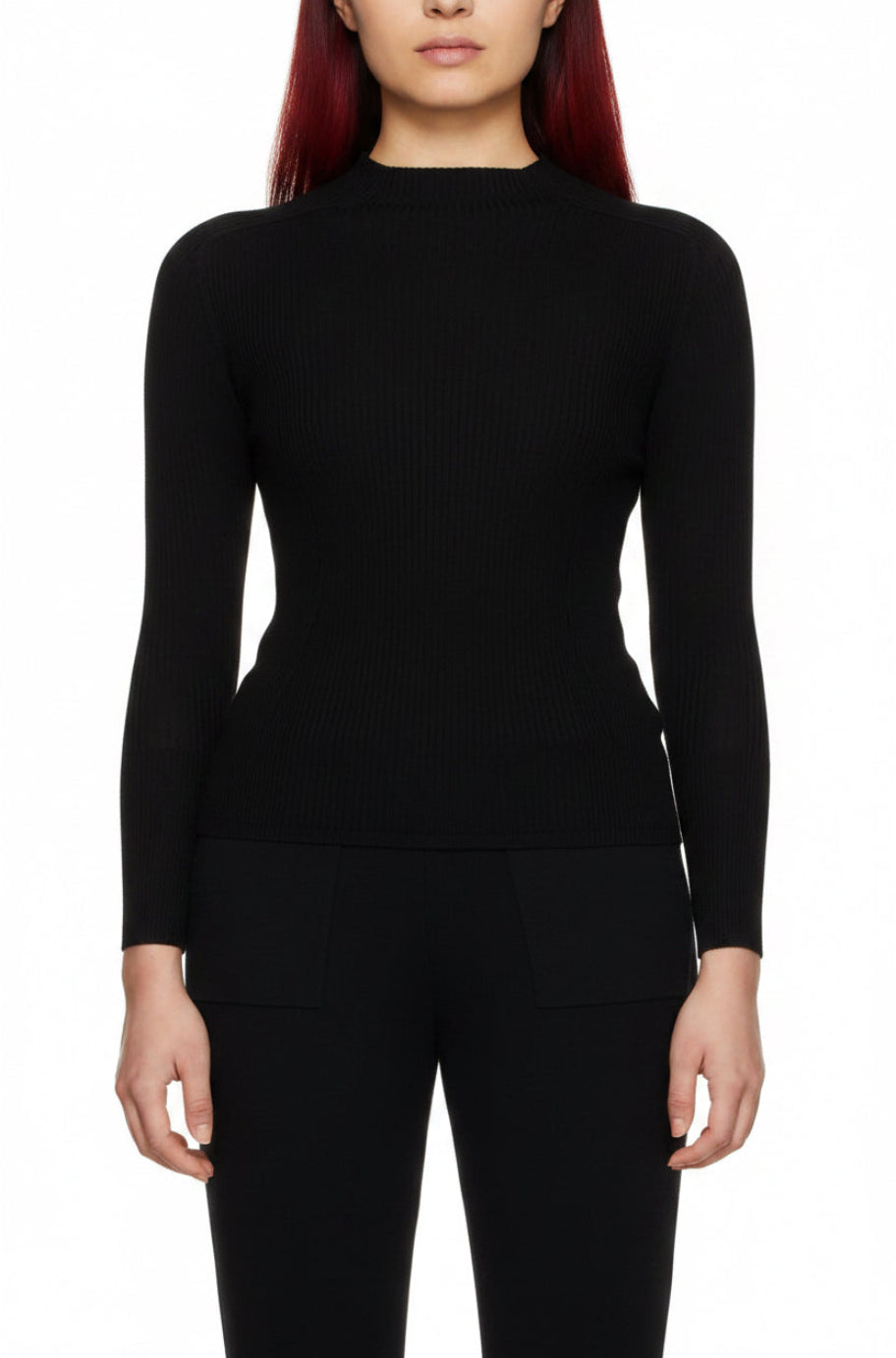 Black fitted knit sweater
