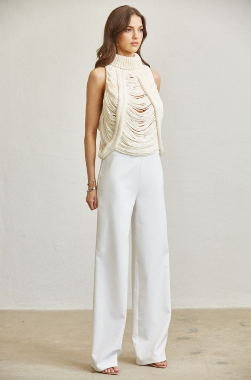 Beige Sleeveless sweater, beige sleeveless knit top, beige knit top, sweater top, women’s beige top