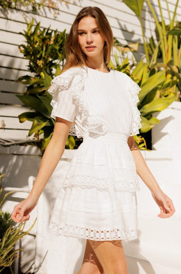 Vana White Ruffle Dress