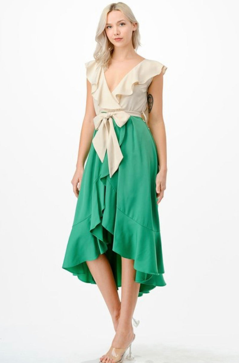 Zahara Asymmetric Green Dress