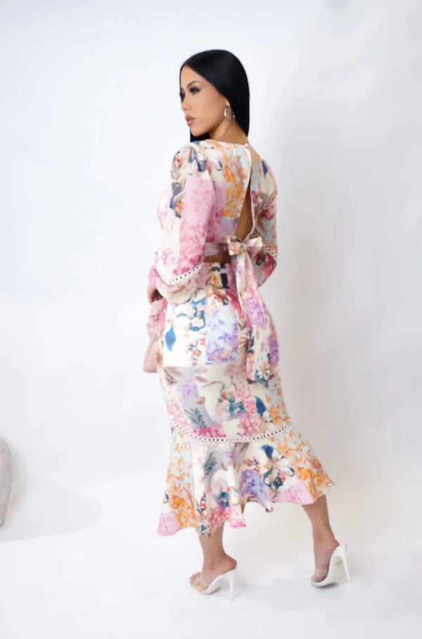 Gardenia Floral Two Piece Skirt Set