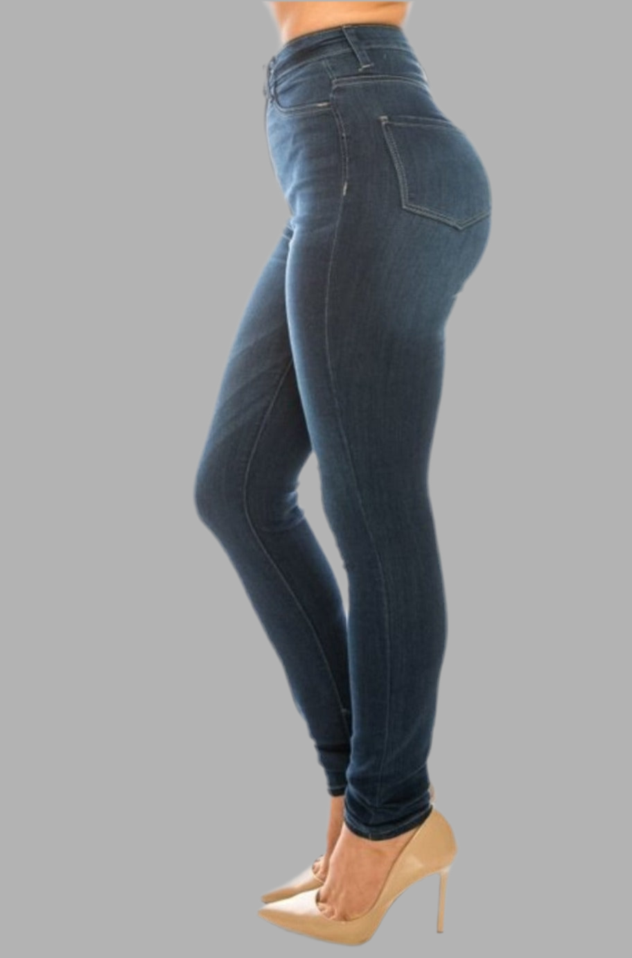 Medium blue jeans, detail view