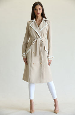 Women’s nude trench coat, women’s long trench coat, women’s long work coat