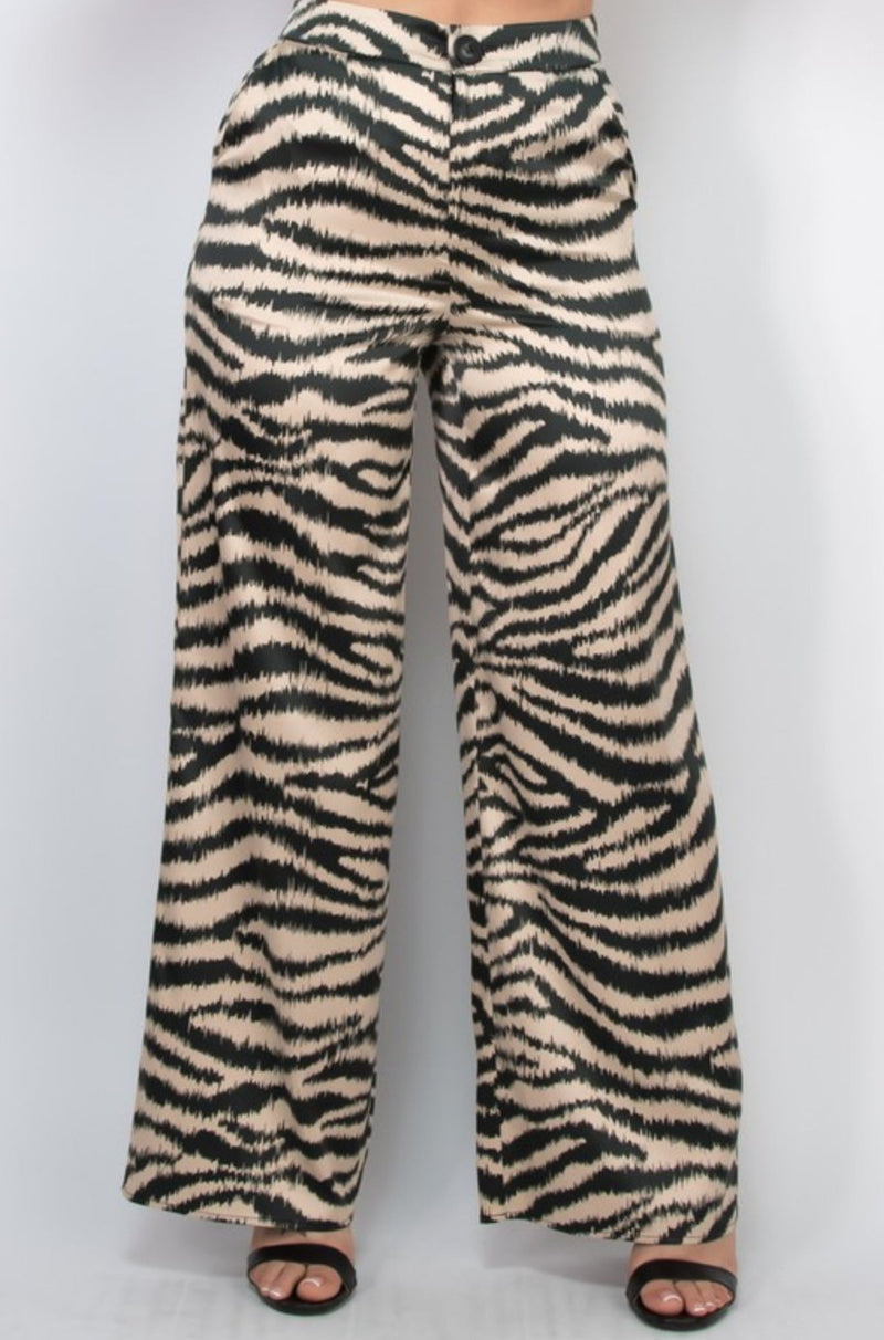 Wide leg pants, work pants, animal print pants, women's pants, pants, zebra print pants
