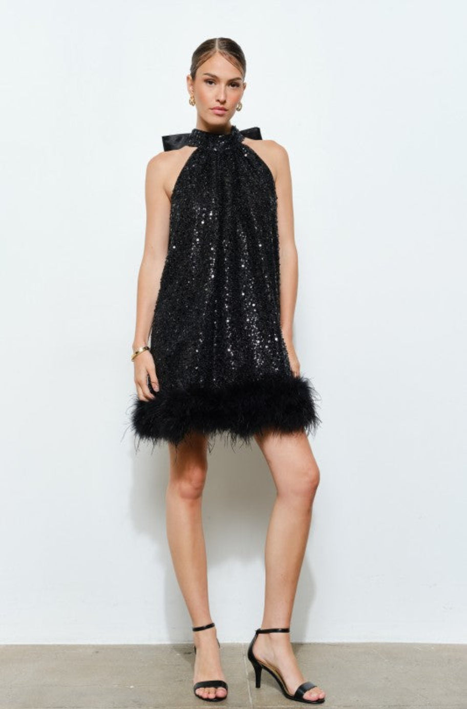 Midnight Glimmer sequin mini dress, side view
