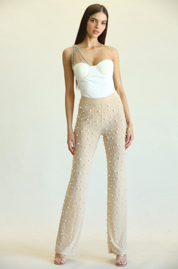 women's white bodysuit, embellished white bodysuit, women's formal white bodysuit