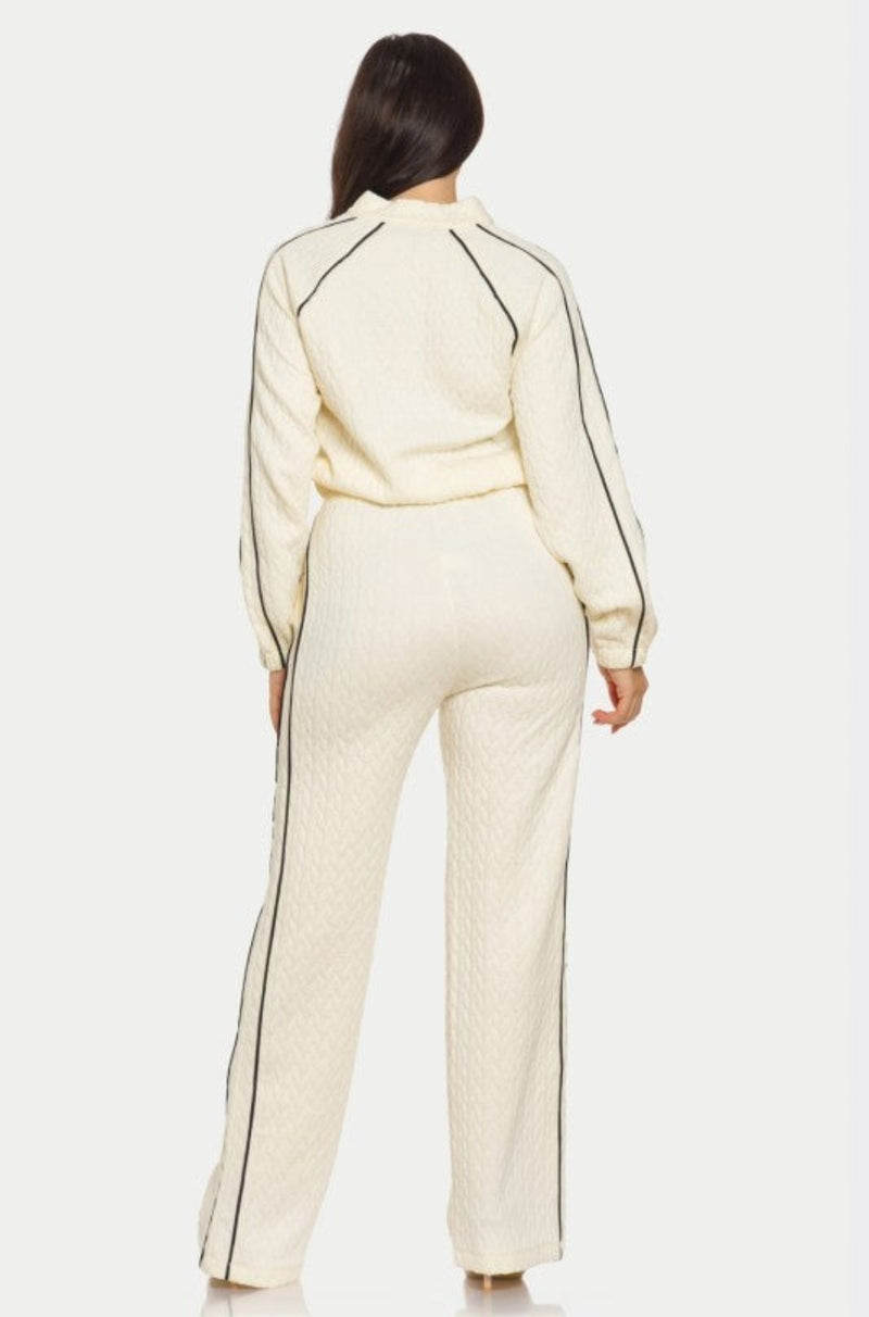 Quilted Cream Jacket & Pants Set