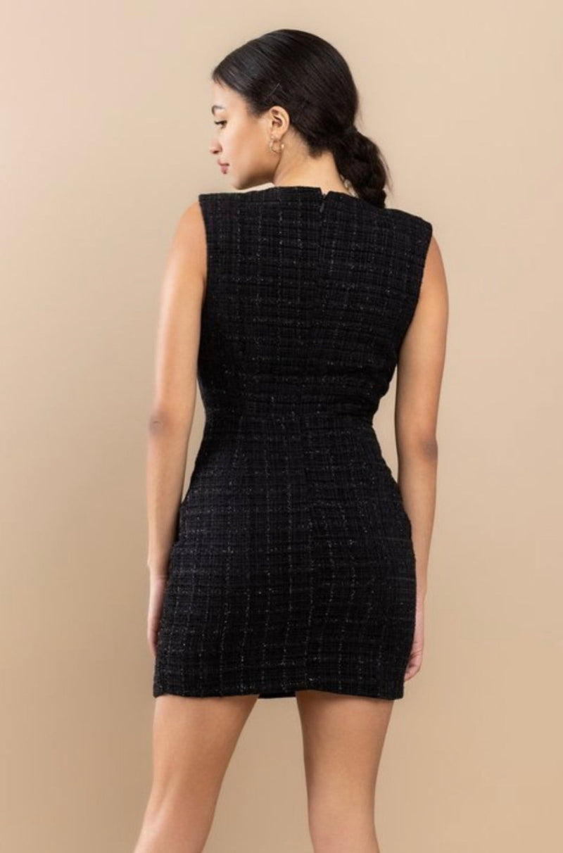 kara black mini dress Hardware Sleeveless Slinky Mock Neck, Kara Mini Dress in Black, Size S, For GNO/Date Night