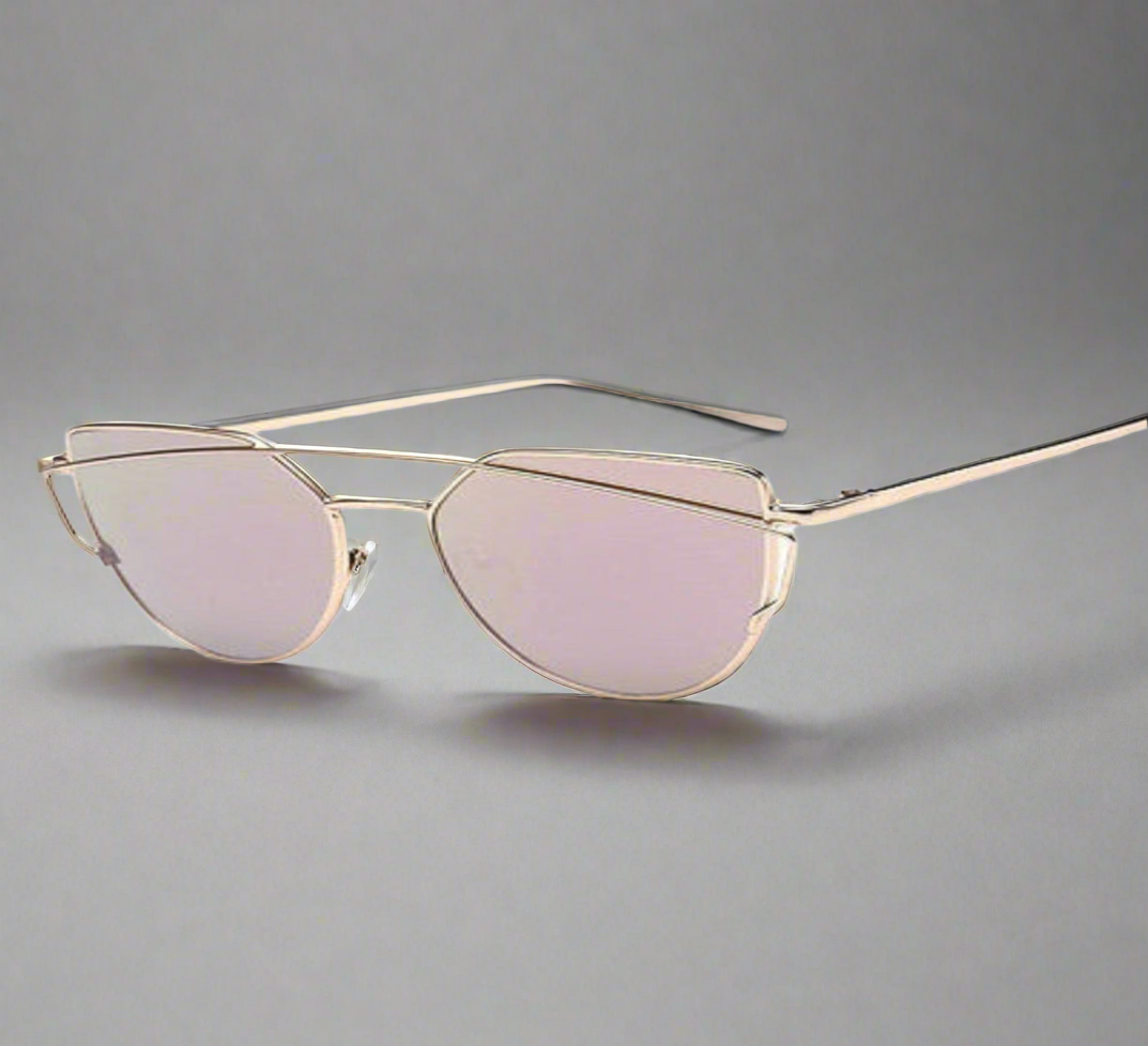 Rose gold metal sunglasses with crossbar