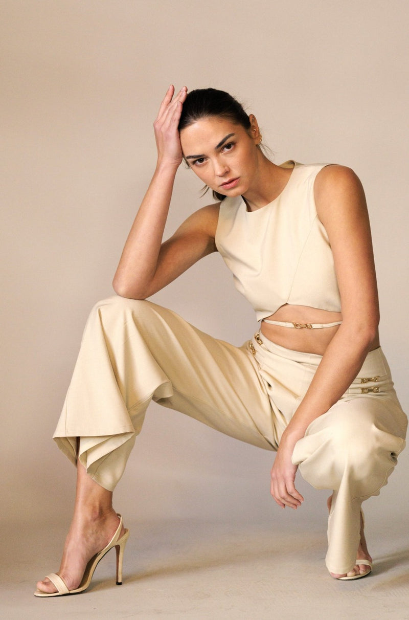 beige crop top, crop top, formal top, work wear, linen top, tops