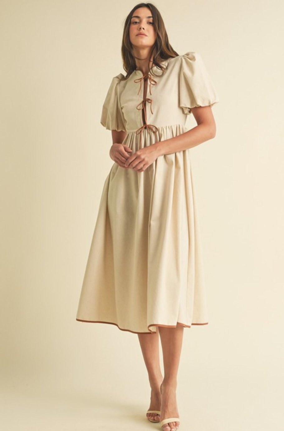 Casani bow tie midi dress, back view