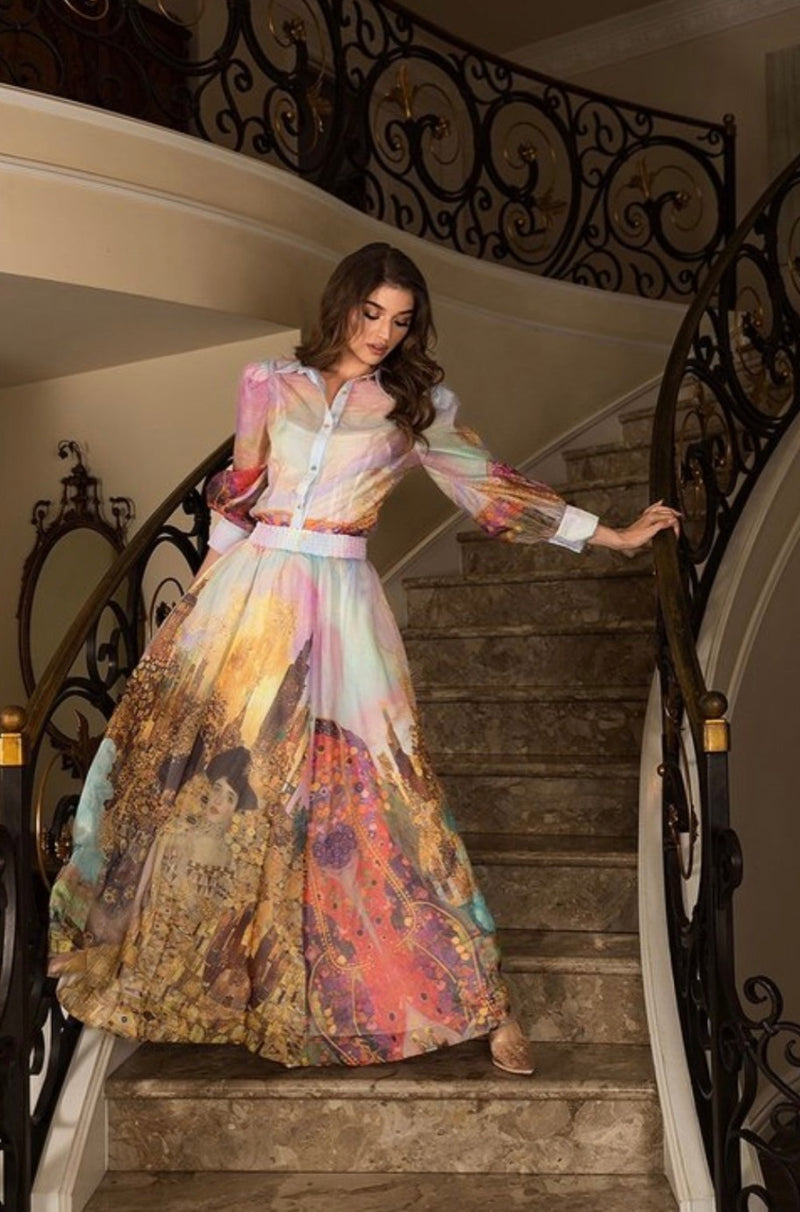 Chiffon Blouse And Maxi Skirt Set