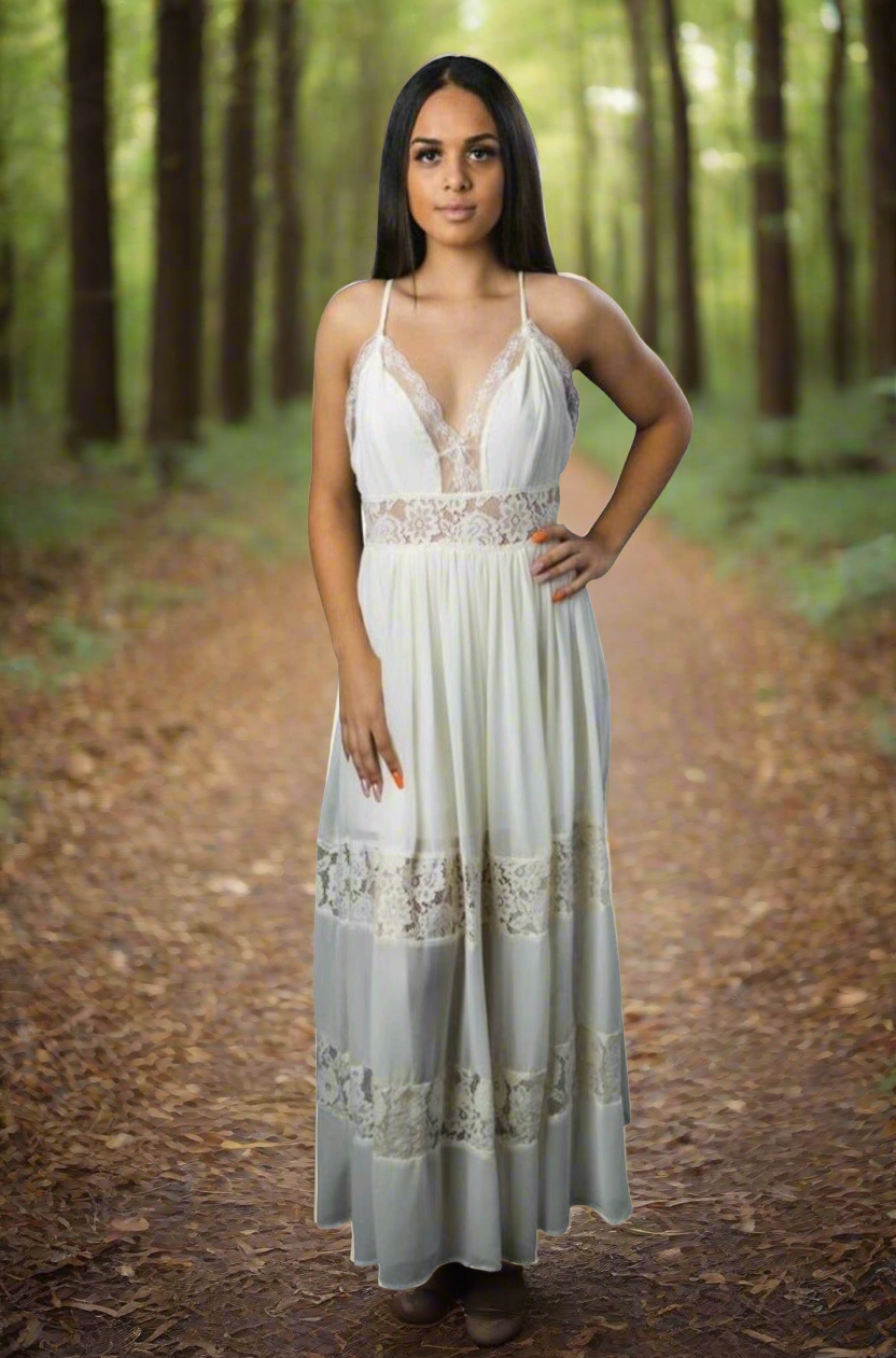 Ivory maxi dress, detail view