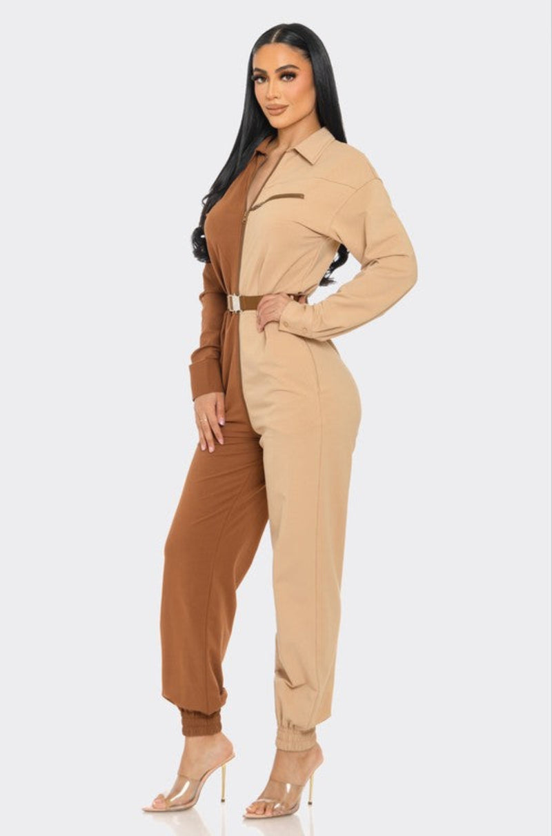 Kendra Aviation Dual-Tone Cargo Jumpsuit