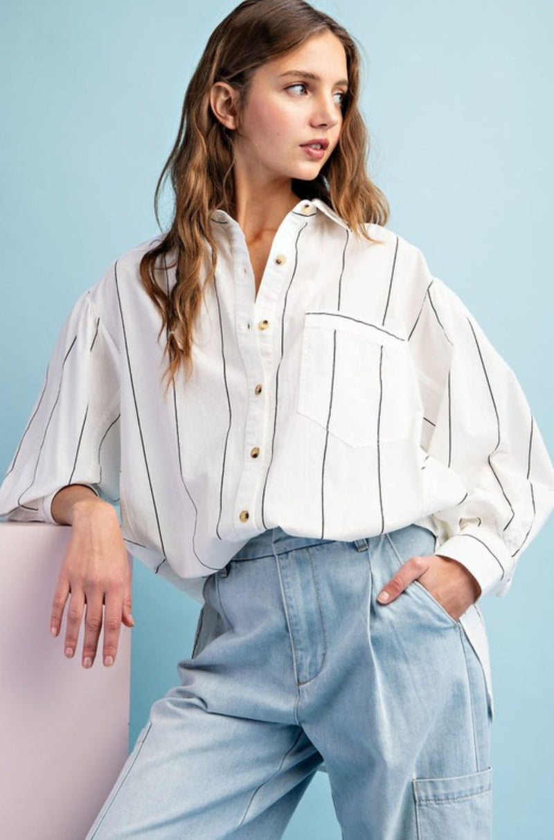 Coco Black and White Striped Shirt