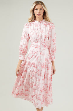 pink floral dress, pink dress, printed dress, pink and white dress