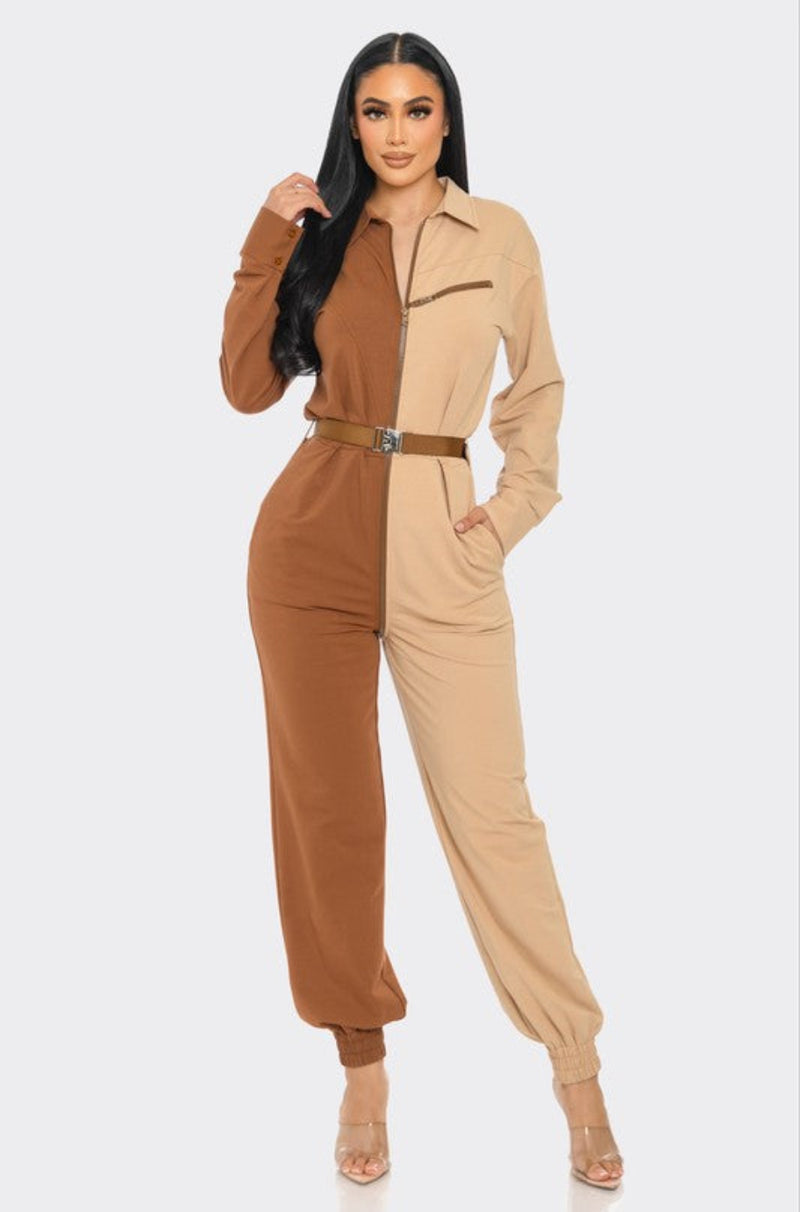 Kendra Aviation Dual-Tone Cargo Jumpsuit