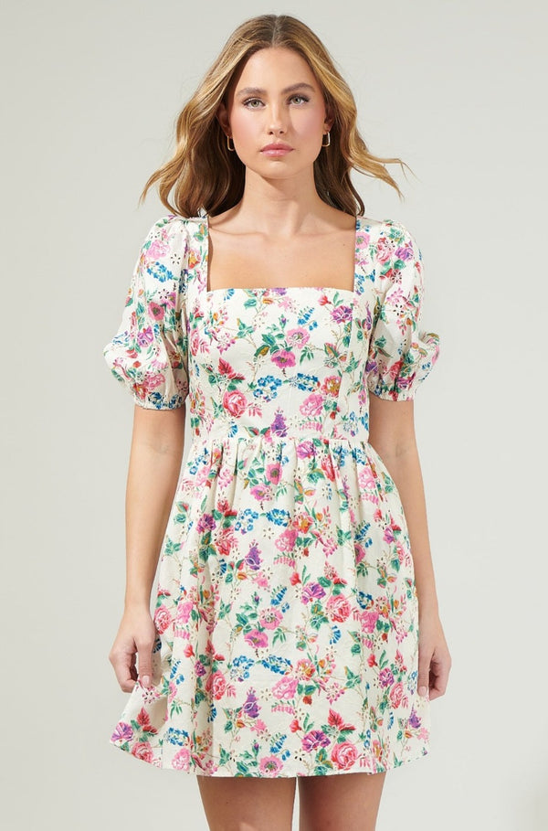 mini floral dress, party dress, garden party dress, floral dress