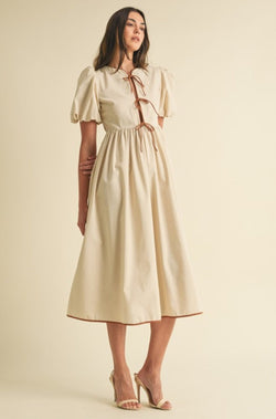 Beige midi dress, beige dress, women's formal dress, dresses, midi dress, party dress