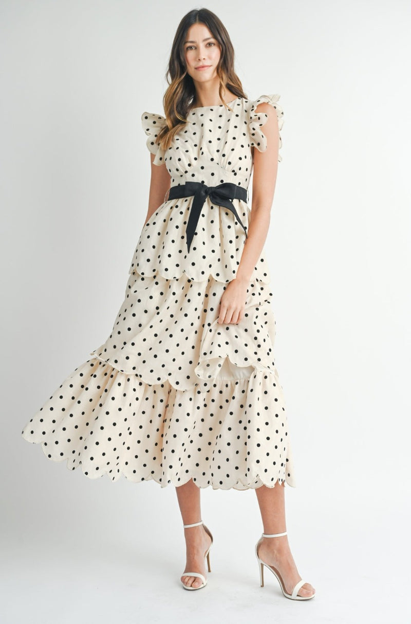 Laura Cream Polka Dot Ruffle Dress - SAM D'MONES Laura Cream Polka Dot Ruffle Dress - SAM D'MONES