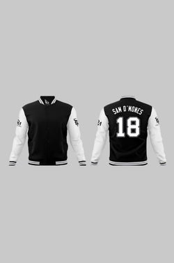 varsity jacket, black and white varsity jacket, jacket, black and white jacket, designer jacket, outerwear,