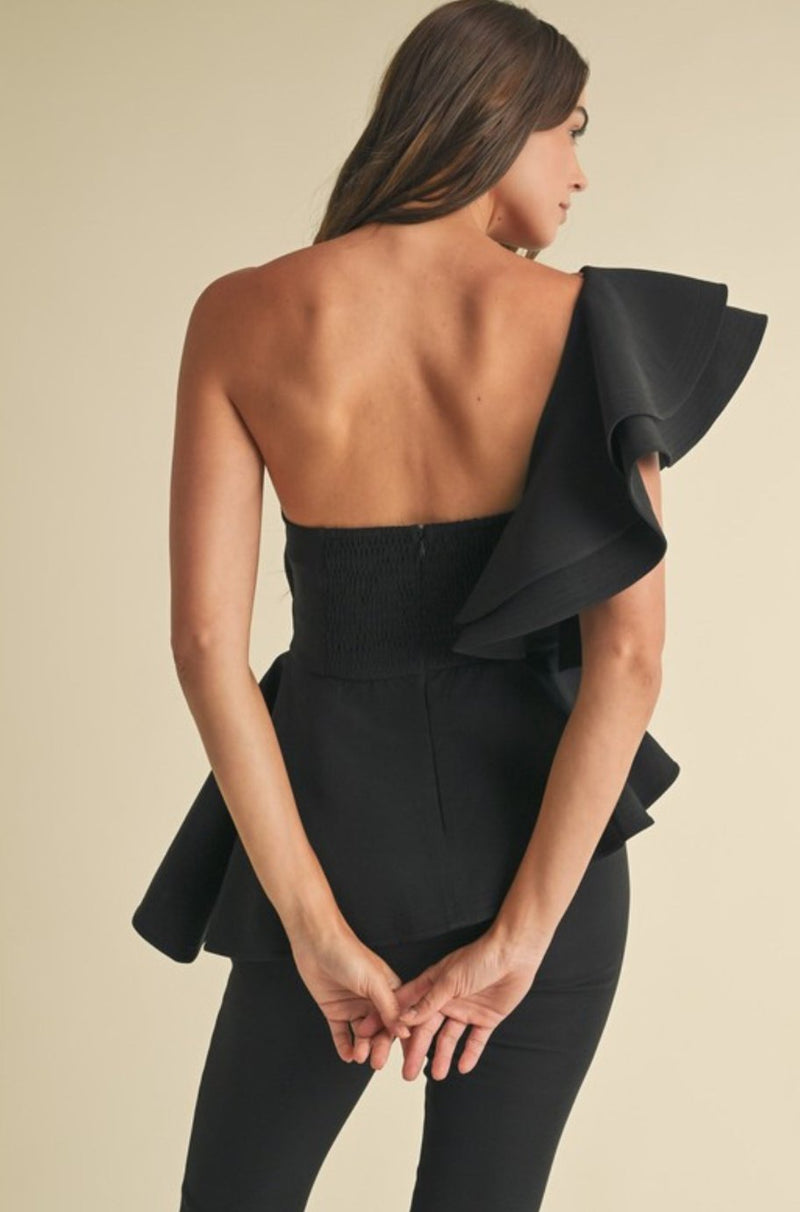 Ciara Black One Shoulder Jumpsuit