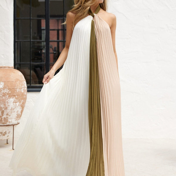 Zuna Color Block Pleated Dress - SAM D'MONES